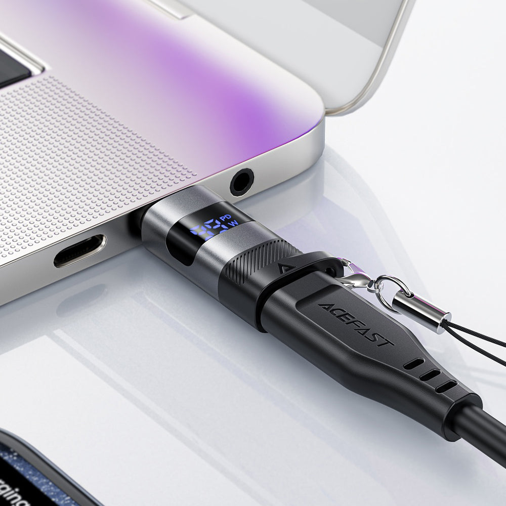USB-C Data and Charging Adapter - USB-C Acefast J9 Display, Gray