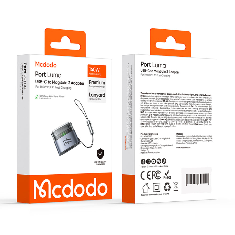 USB-C Ladeadapter - MagSafe 3 McDodo OT-8850, Schwarz