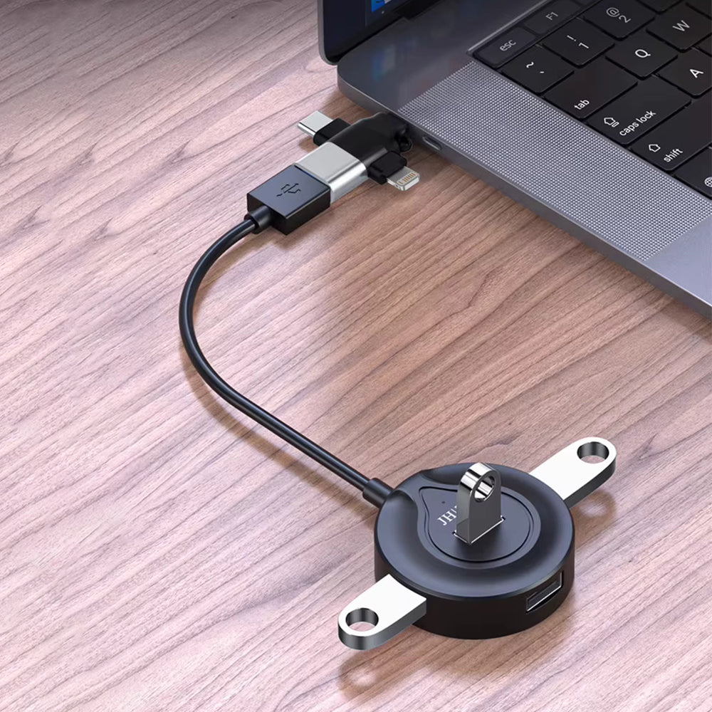 OTG-Adapter Lightning / microUSB / USB-C - USB-A Techsuit A17 SoundVoltX, Schwarz