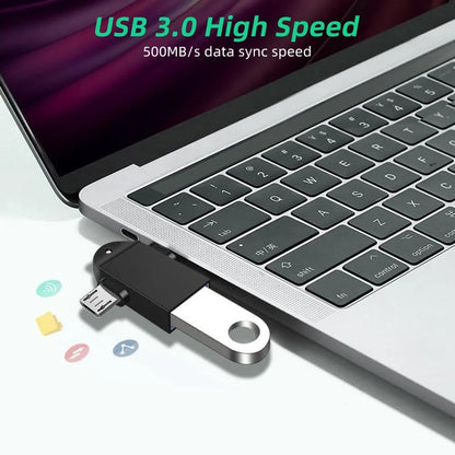OTG-Adapter microUSB / USB-C - USB-A Techsuit A16 TwoVoltX, Schwarz