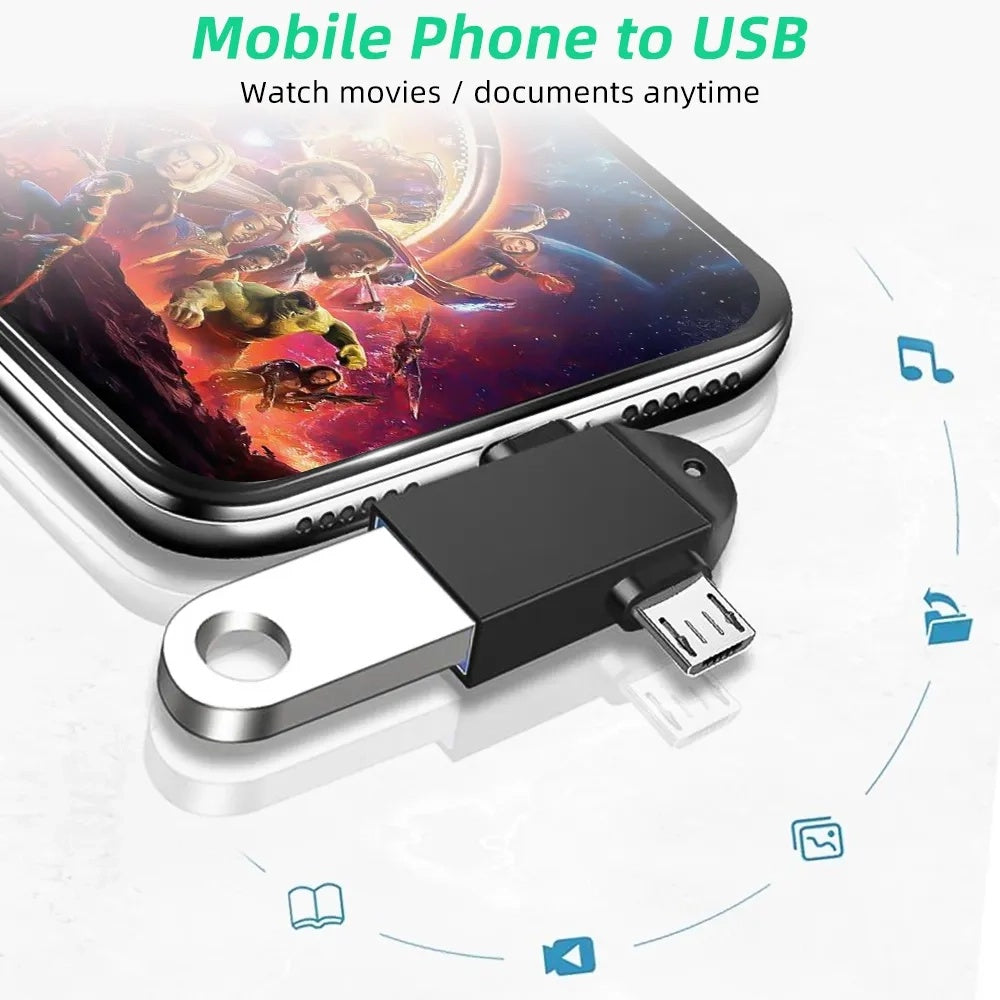 OTG-Adapter microUSB / USB-C - USB-A Techsuit A16 TwoVoltX, Schwarz