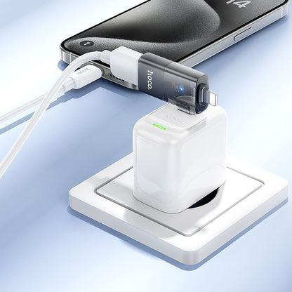 OTG-Adapter Lightning / USB-C - USB-A HOCO UA36E, Schwarz
