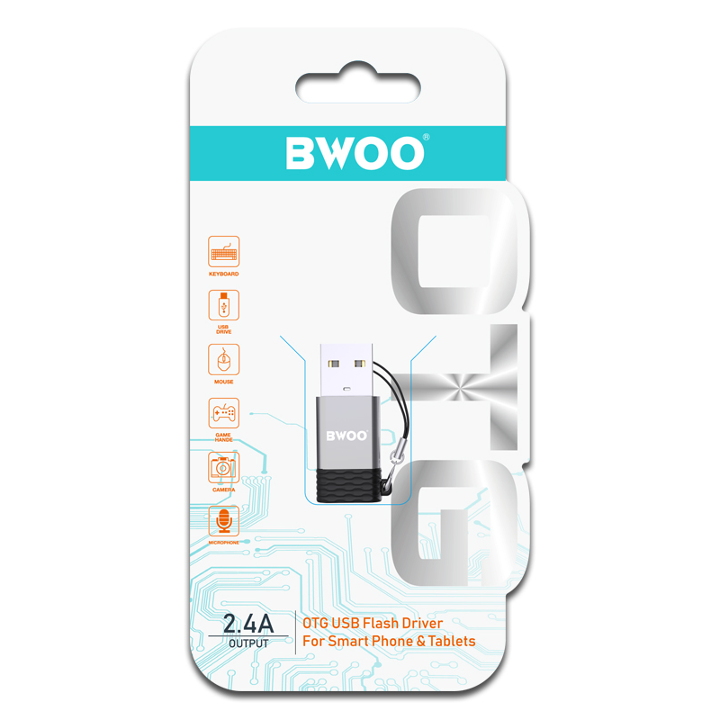 Daten- und Ladeadapter USB-C - USB-A BWOO BZ-38, Grau