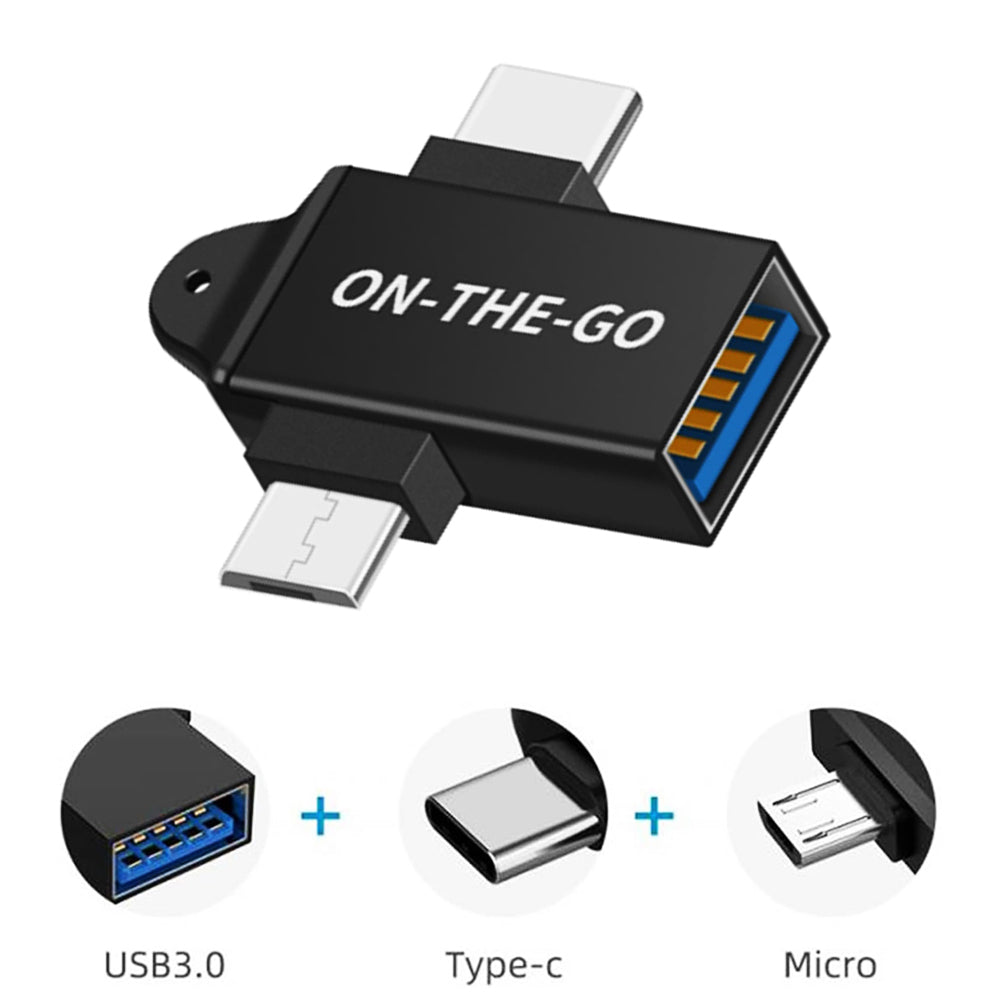 OTG-Adapter microUSB / USB-C - USB-A Techsuit A15 AluCoreX, Schwarz