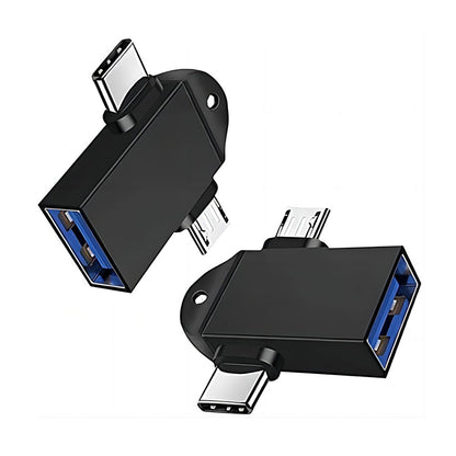 OTG-Adapter microUSB / USB-C - USB-A Techsuit A15 AluCoreX, Schwarz