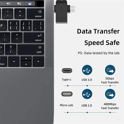 OTG-Adapter microUSB / USB-C - USB-A Techsuit A15 AluCoreX, Schwarz