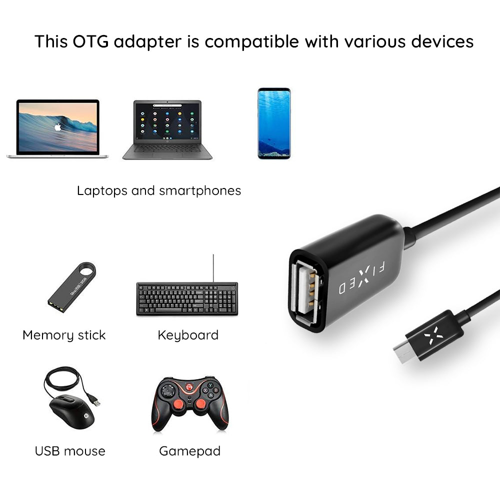 OTG Adapter USB-C - USB-A Fixed, Schwarz