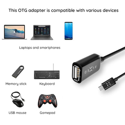 OTG Adapter USB-C - USB-A Fixed, Schwarz