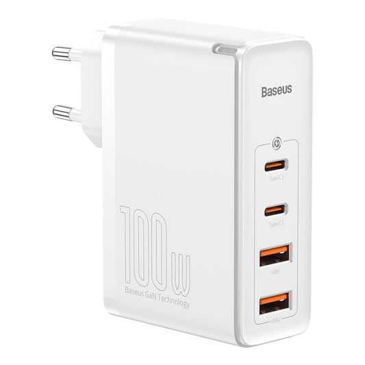 Network Charger Baseus GaN2 Pro, 100W, 3A, 2 x USB-A - 2 x USB-C, White CCGAN2P-L02