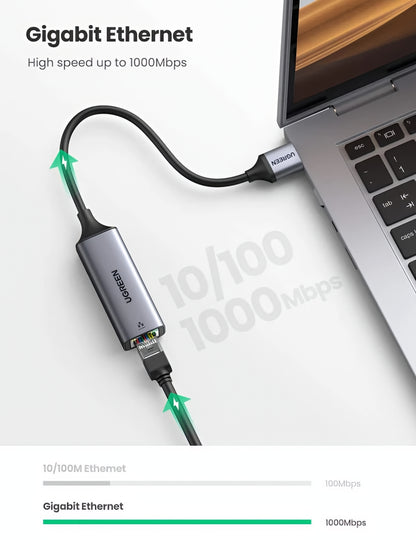 UGREEN CM209 Netzwerkkarte, RJ45, USB, Grau