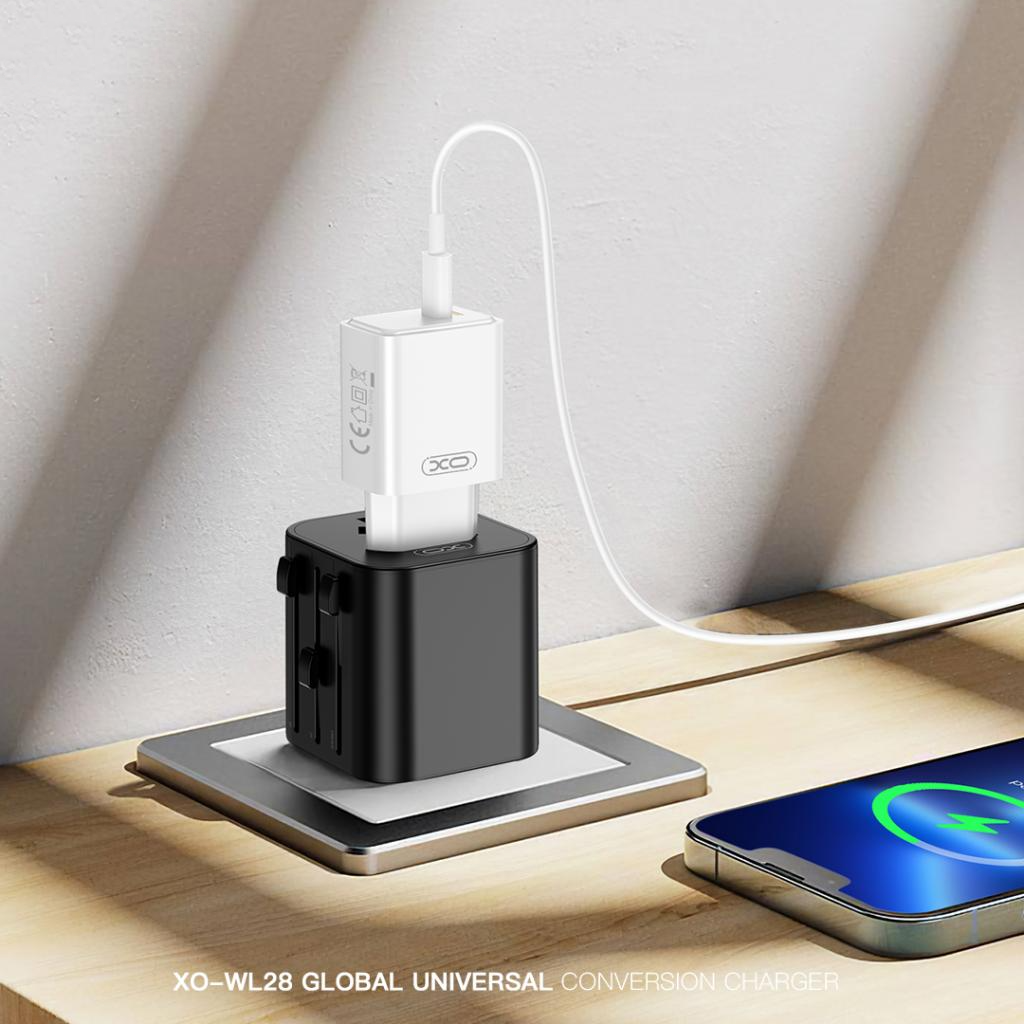 Netzwerkadapter XO Design WL28 Travel US / UK / AU / CN / EU, Schwarz