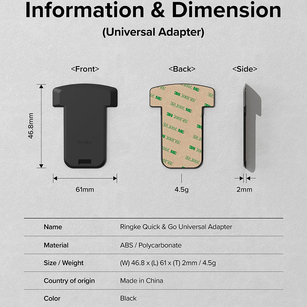 Ringke Quick & Go Phone Adapter for Bicycle Holder, Set of 2 pieces, Black