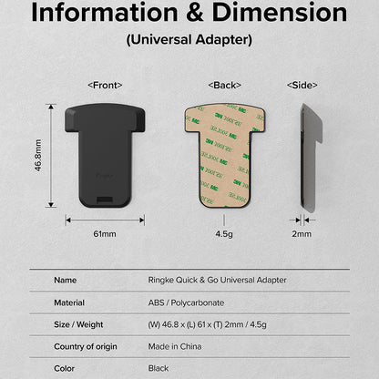 Ringke Quick & Go Phone Adapter for Bicycle Holder, Set of 2 pieces, Black