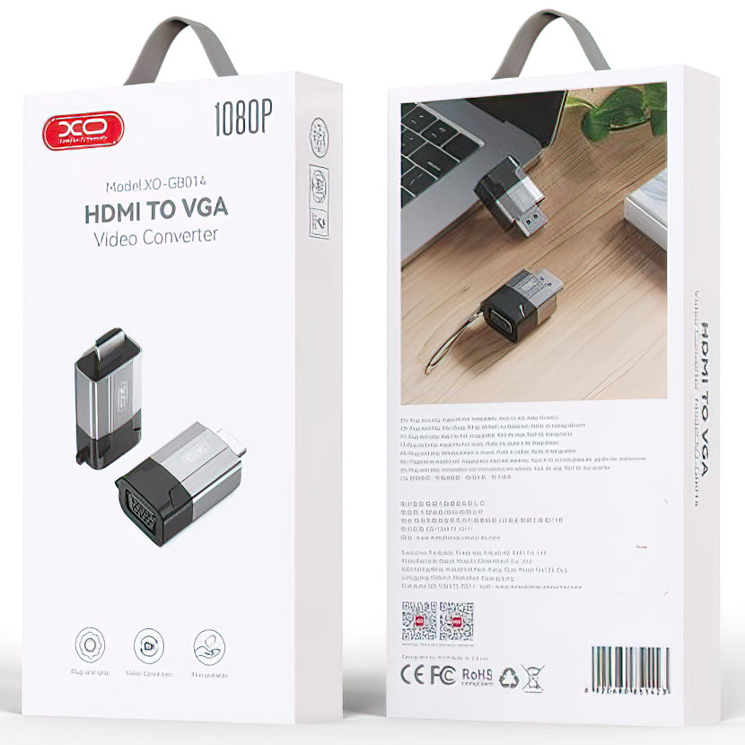 XO Design GB014 Videoadapter, HDMI - VGA, Grau