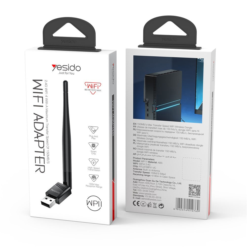 Wireless Adapter Yesido WP11, 150Mbps, Schwarz