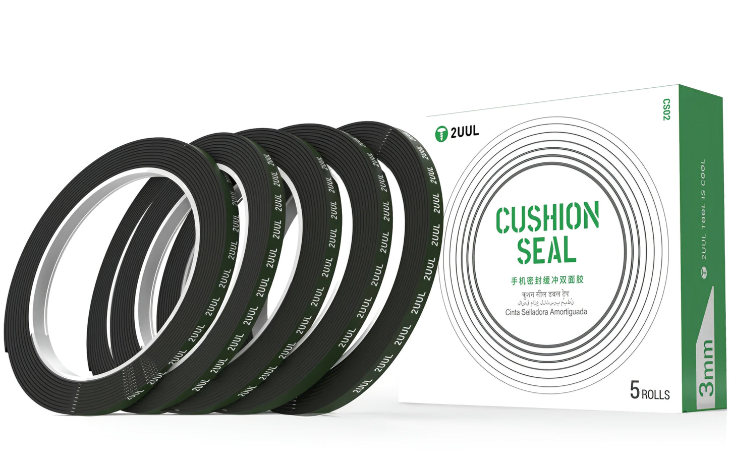 Klebeband 2UUL CS01, 3mm, Schwarz, 5 Stück Set