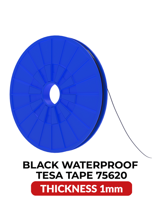 Tesa Adhesive Tape, 1mm, 25m, Acrylic, Black, Waterproof