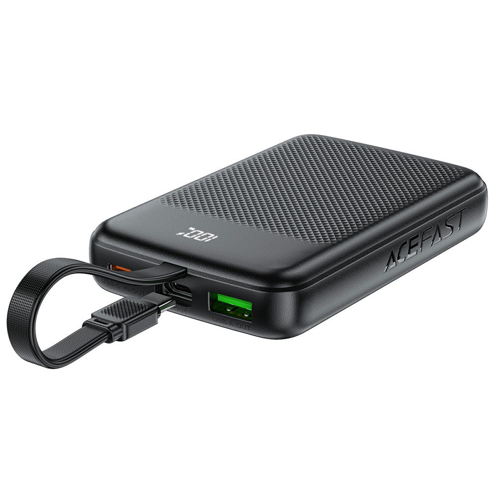 Externer Akku Acefast M13, 10000mAh, 22.5W, QC + PD, 1 x USB-A - 2 x USB-C, Schwarz.