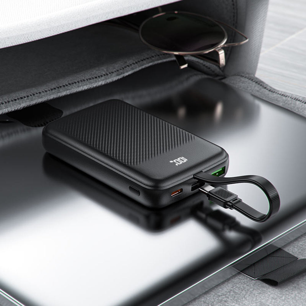 Externer Akku Acefast M13, 10000mAh, 22.5W, QC + PD, 1 x USB-A - 2 x USB-C, Schwarz.