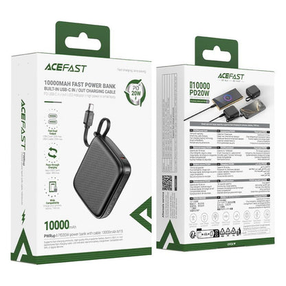 Externer Akku Acefast M15, 10000mAh, 20W, PD, 2 x USB-C, Schwarz