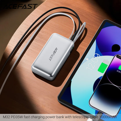 Externer Akku Acefast M32, 10000mAh, 35W, PD, 2 x USB-C, Silber
