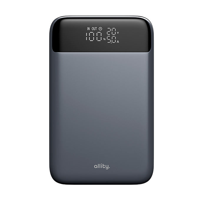 Externer Akku Allity. APB-200 PocketPower, 19200mAh, 130W, QC + PD, 1 x USB-A - 2 x USB-C, Grau