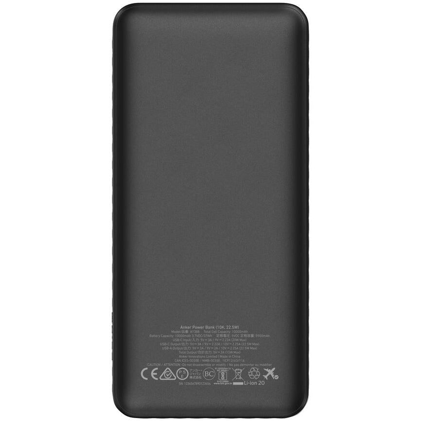 Externer Akku Anker, 10000mAh, 22.5W, QC + PD, 1 x USB-A - 1 x USB-C, Schwarz A1388G11