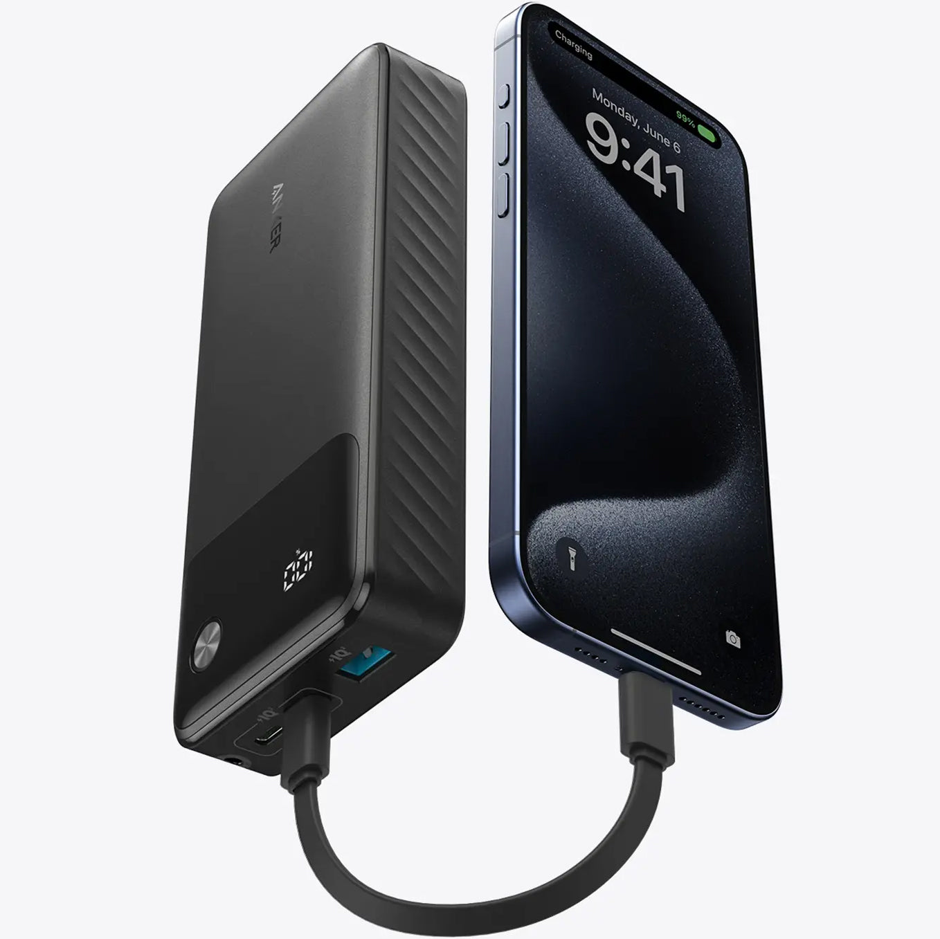 Anker Externer Akku, 20000 mAh, 30 W, QC + PD, 1 x USB-A – 2 x USB-C, Schwarz A1384G11