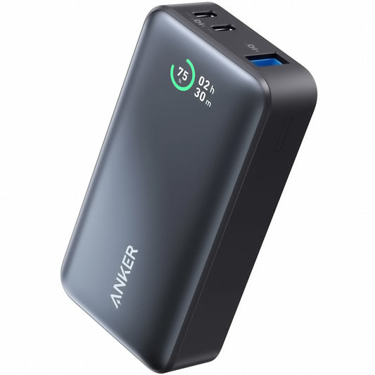 Externer Akku Anker 533, 10000mAh, 30W, QC + PD, 1 x USB-A - 2 x USB-C, Schwarz A1256G11