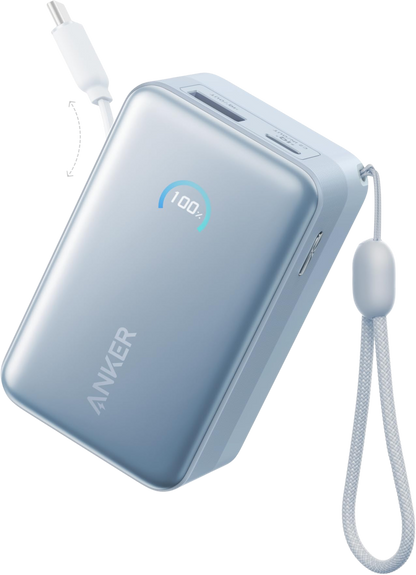 Externe Batterie Anker Nano, 10000mAh, 45W, QC + PD, 1 x USB-A - 2 x USB-C, Blau