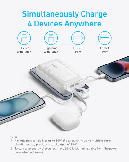 Anker Zolo Powerbank, 20000 mAh, 30 W, QC + PD, 1 x Lightning – 1 x USB-A – 2 x USB-C, Schwarz A1681012