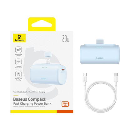 Externer Akku Baseus Compact, 5000mAh, 20W, PD, 1 x Lightning - 1 x USB-C, Blau P10068307313-00