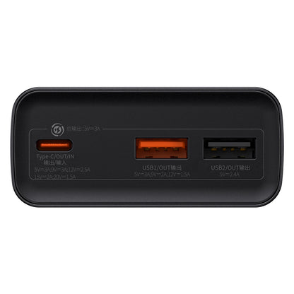 Baseus Adaman Externer Akku, 20000 mAh, 30 W, QC + PD, 1 x USB-C – 2 x USB-A, Schwarz PPAD030001