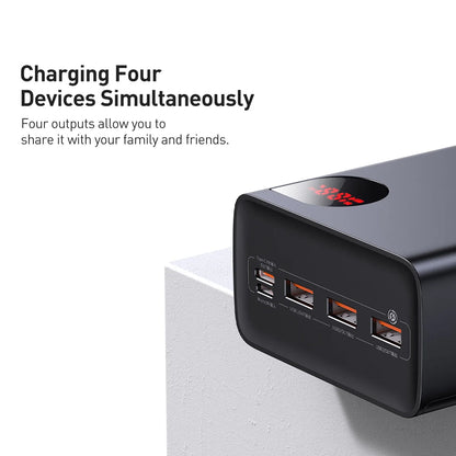 Baseus Adaman External Battery, 40000mAh, 22.5W, QC + PD, 1 x USB-C - 3 x USB-A, Black