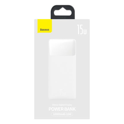 Baseus Bipow Externer Akku, 10000 mAh, 15 W, 1 x USB-C – 2 x USB-A, Weiß PPBD050002