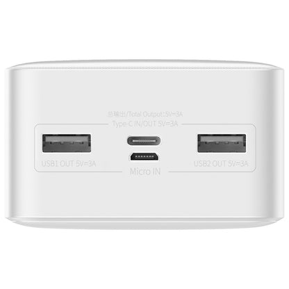 Baseus Bipow External Battery, 30000mAh, 15W, 1 x USB-C - 2 x USB-A, White PPBD050202