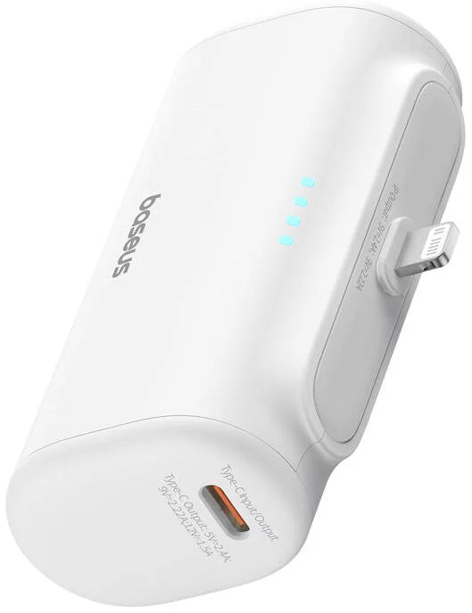 Externer Akku Baseus Compact, 5000mAh, 20W, PD, 1 x Lightning - 1 x USB-C, Weiß P10068307213-00