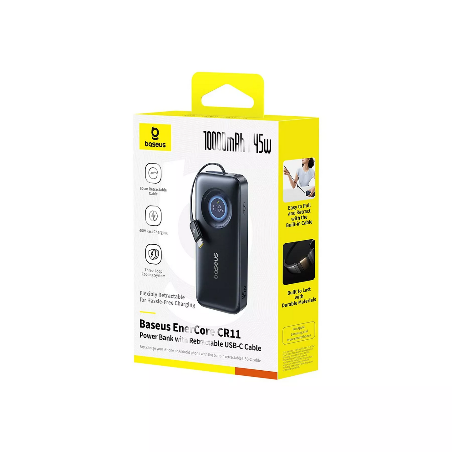 Externer Akku Baseus EnerCore CR11, 10000mAh, 45W, PD, 2 x USB-C, Schwarz E0027G01