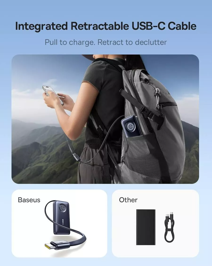 Externer Akku Baseus EnerCore CR11, 10000mAh, 45W, PD, 2 x USB-C, Schwarz E0027G01