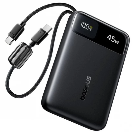Externe Batterie Baseus EnerFill FC11, 10000mAh, 45W, QC + PD, 1 x USB-A - 3 x USB-C, Schwarz E0031000