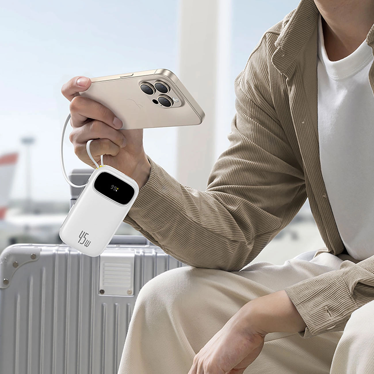 Externer Akku Baseus EnerFill FC31, 20000mAh, 45W, QC + PD, 1 x Lightning - 1 x USB-A - 2 x USB-C, Weiß E0028D01