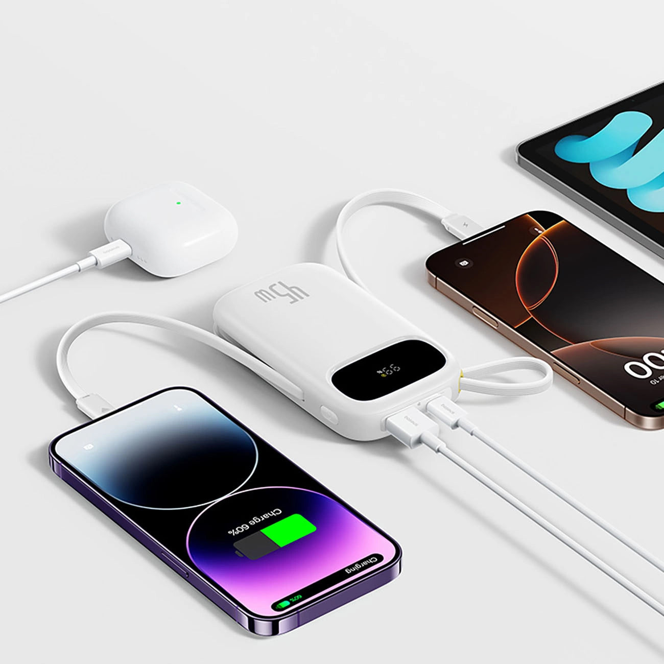 Externer Akku Baseus EnerFill FC31, 20000mAh, 45W, QC + PD, 1 x Lightning - 1 x USB-A - 2 x USB-C, Weiß E0028D01