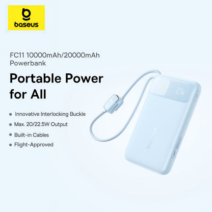 Externe Batterie Baseus EnerFill FC11, 20000mAh, 22,5W, QC + PD, 1 x Lightning - 1 x USB-A - 2 x USB-C, Blau E0027S06