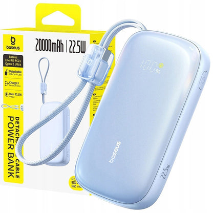 Externer Akku Baseus EnerFill FC21 Qpow 3 Ultra, 20000mAh, 22.5W, QC + PD, 1 x USB-A - 1 x USB-C, Blau E0027M03