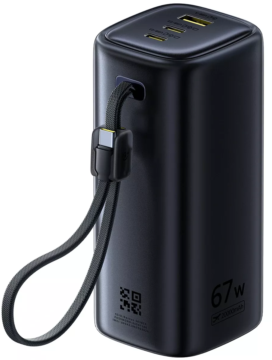 Externe Batterie Baseus EnerGeek GX11, 20000mAh, 67W, QC + PD, 1 x USB-A - 2 x USB-C, Schwarz E0025701
