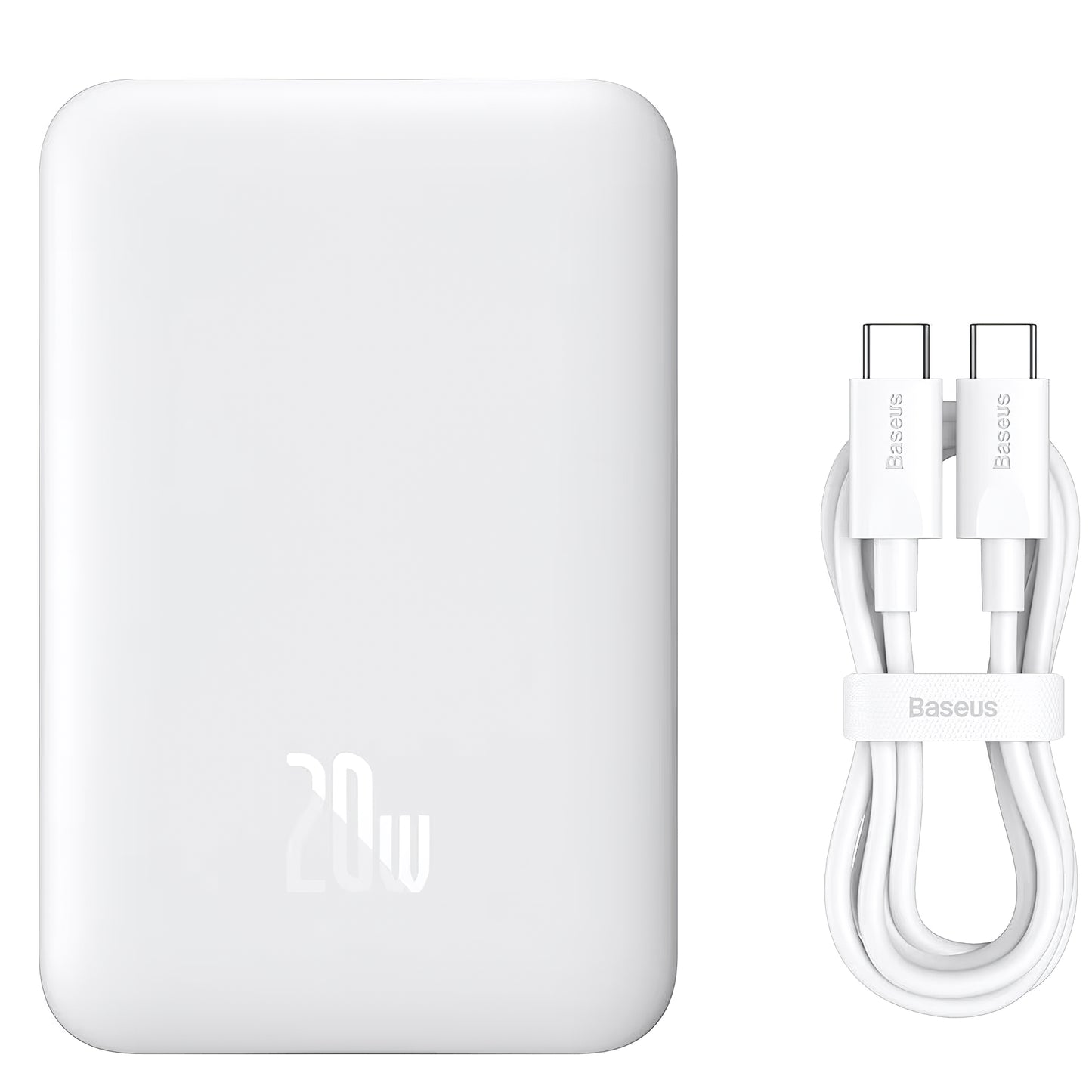Externer Akku Baseus Magnetic Mini, 10000mAh, 20W, PD + FQI, 1 x USB-C, Weiß P10059001223-00