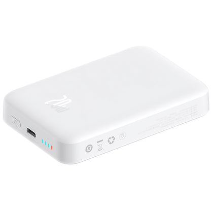 Externer Akku Baseus Magnetic Mini, 10000mAh, 20W, PD + FQI, 1 x USB-C, Weiß P10059001223-00