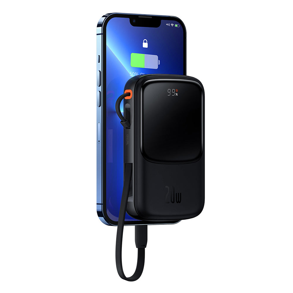 Externer Akku Baseus Qpow Pro, 20000mAh, 20W, QC + PD, 1 x Lightning - 1 x USB-A - 1 x USB-C, Schwarz PPQD040001