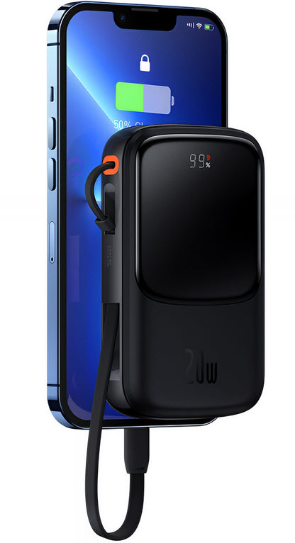 Externer Akku Baseus Qpow Pro, 20000mAh, 20W, QC + PD, 1 x Lightning - 1 x USB-A - 1 x USB-C, Schwarz PPQD060201