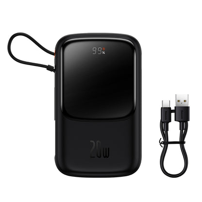Externer Akku Baseus Qpow Pro, 20000mAh, 20W, QC + PD, 1 x Lightning - 1 x USB-A - 1 x USB-C, Schwarz PPQD040001